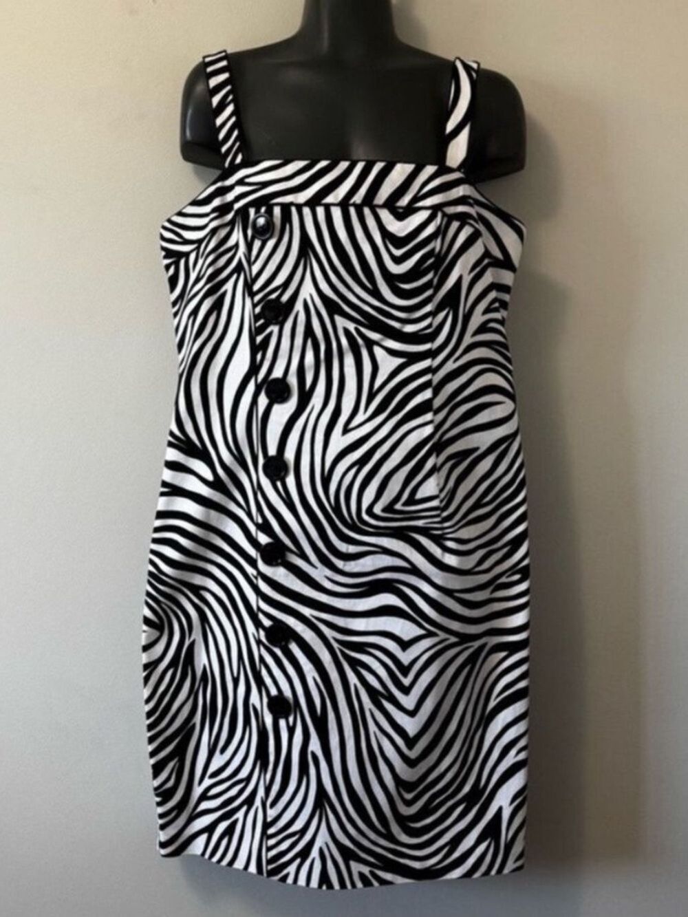 Joseph Ribkoff Black and White Zebra Print Midi Dress size 12
